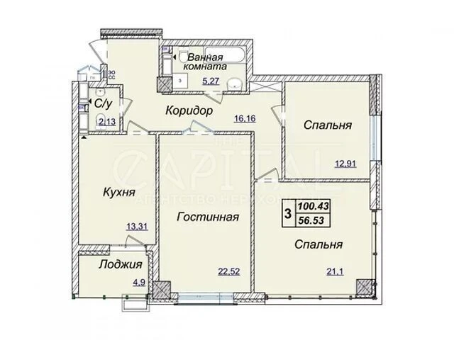 Sale of 3-room apartment 100 sq. m. on Andriy Verkhoglyada St. 19B •