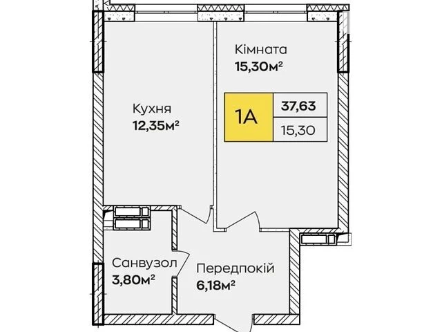 Sale of 1-room apartment 37.63 sq. m. on Ivana Kocherhy St. 1, apt.