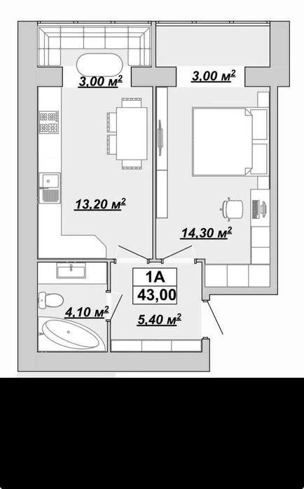 Large 1-room apartment for sale in the Center.