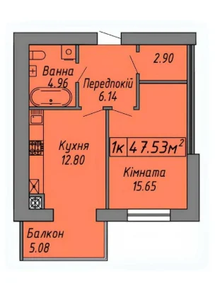 Продаж 1-кімнатної квартири на 2-му житловому поверсі, центр