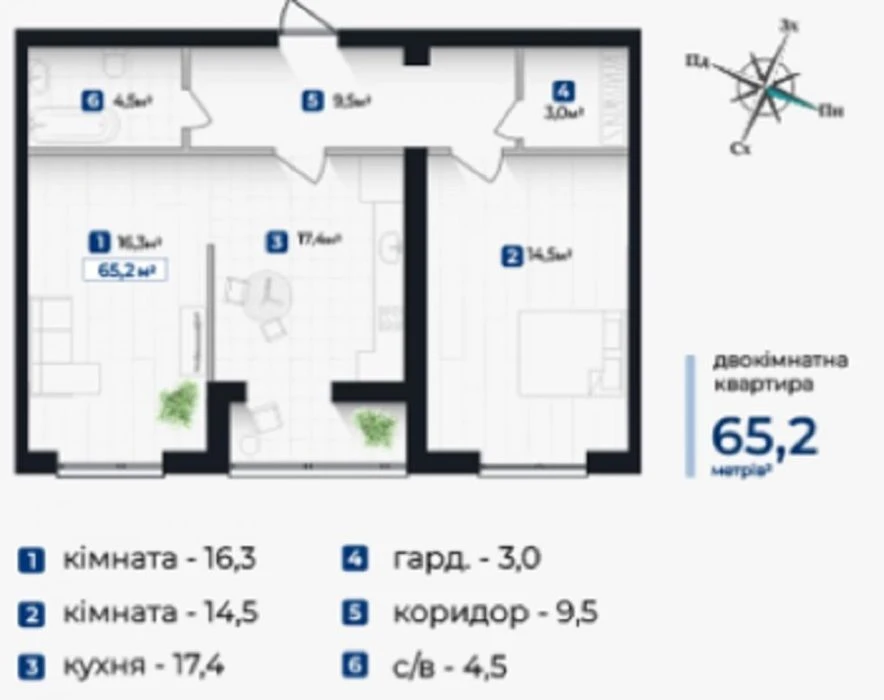 ЗДАНА ДВОкімнатна квартира біля парку