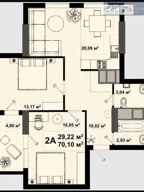 Sale of 2-room apartment 70.5 sq. m. on Oleny Telihy St. 25, apt. 9