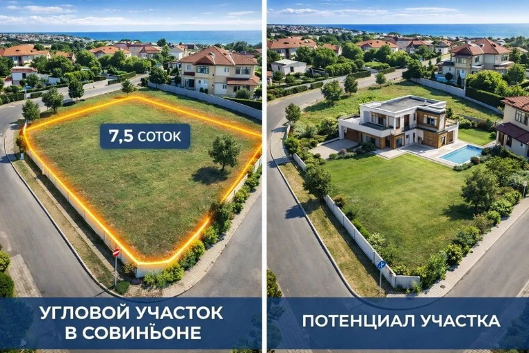 Участок 7,5 соток в Совиньоне/ Люстдорфе, угловой. Очень хорошо