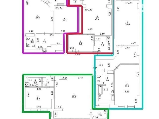 Sale of 4-room apartment 220 sq. m on Mykola Mikhnovsky Blvd. 14-