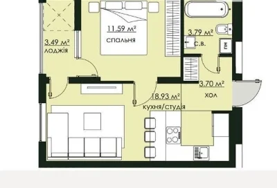 Продаж 1 кім квартира 41.50 м² 8/11ц вул.Городницька 86000$