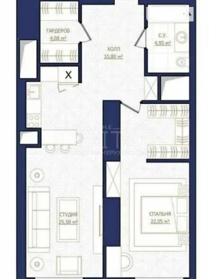 Sale of 2-room apartment 67 sq. m. on Velyka Vasylkivska 91-