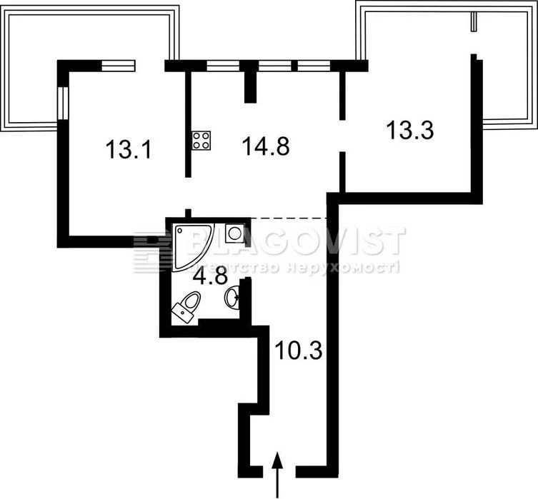 2-room apartment for sale, metro station Nyvky, Shcherbakivskoho 52,