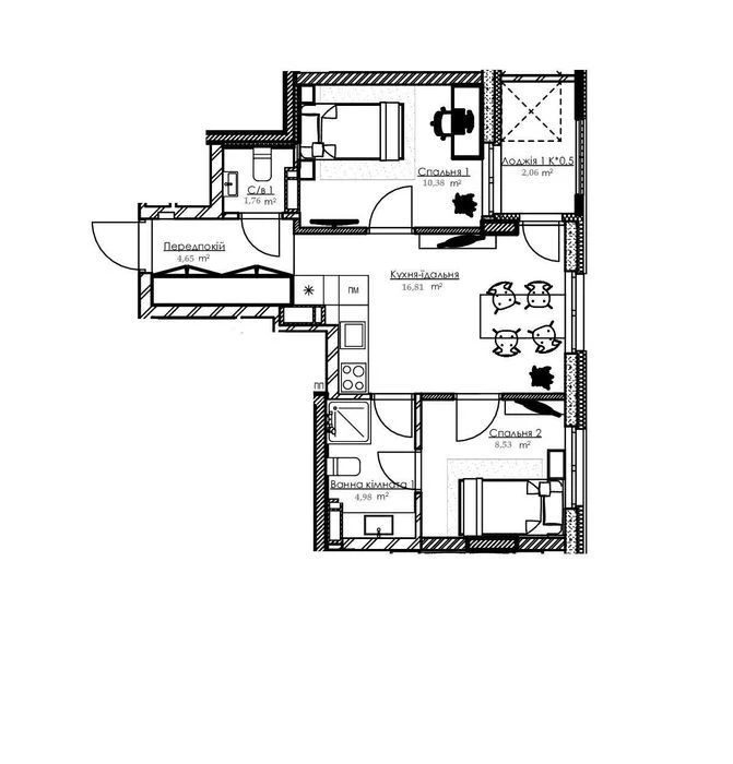 Apartment for sale in Boston Creative House residential complex, 5 min from Pochaina metro station