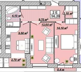 Great price!! City center, 2-room apartment, HALYTSKA