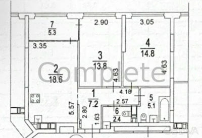 2-room apartment, 67 sq.m.