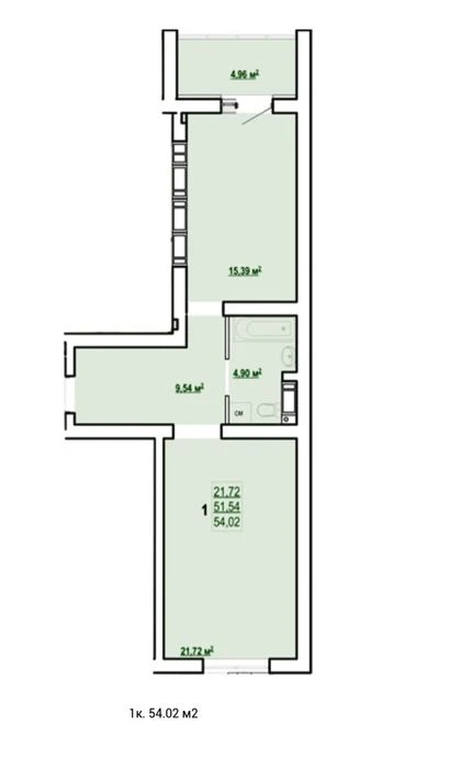 Gora, apartment for sale (European-style two-room apartment) 54 sq.m., Skazk residential complex