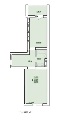 Gora, apartment for sale (European-style two-room apartment) 54 sq.m., Skazk residential complex