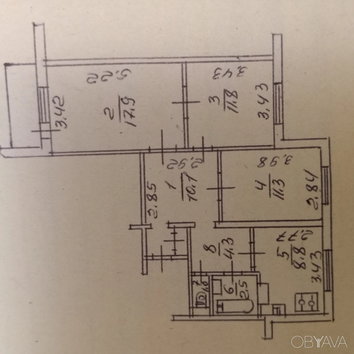 3-room apartment, 70 sq.m