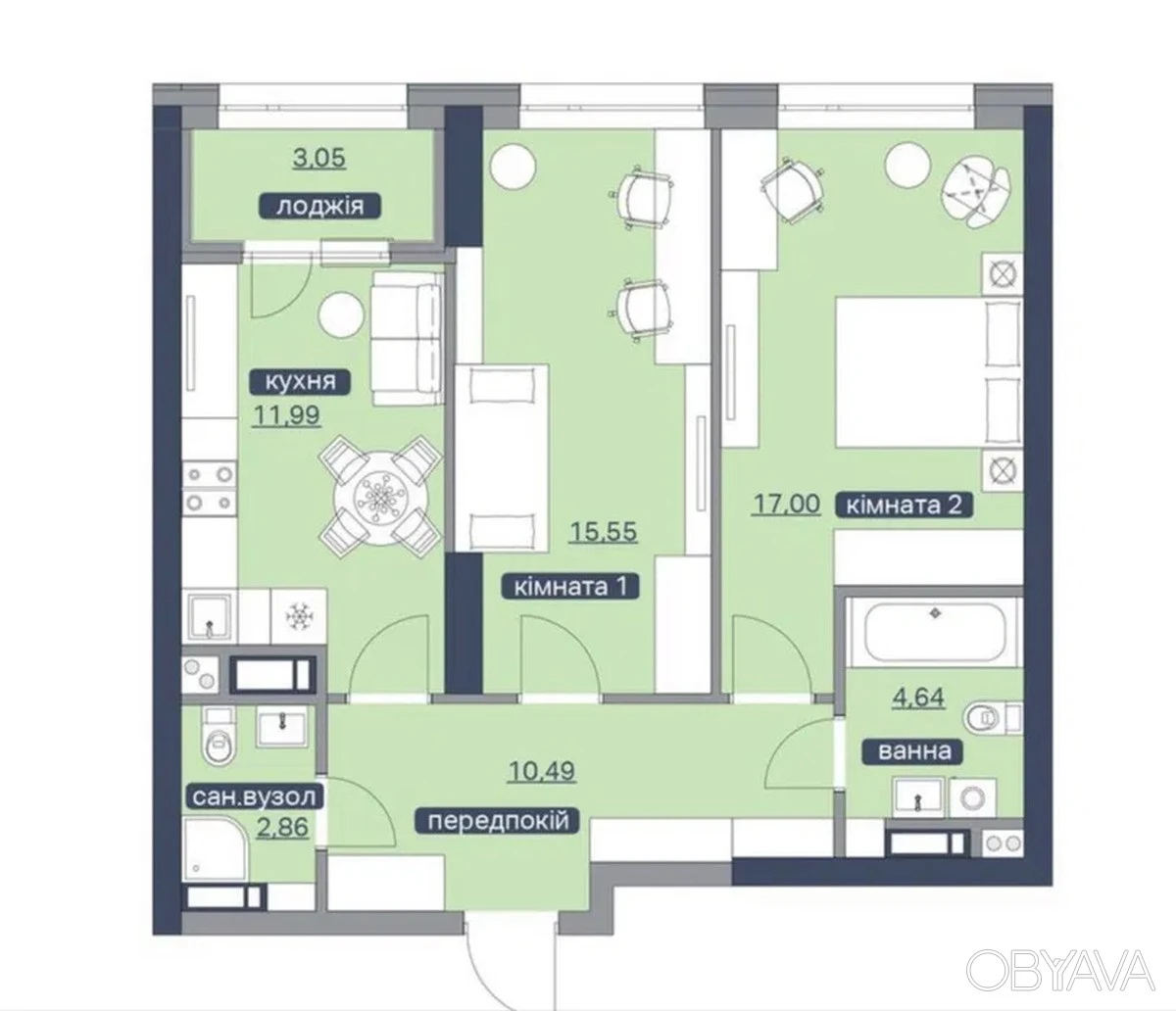 1-room apartment, 67 sq.m.