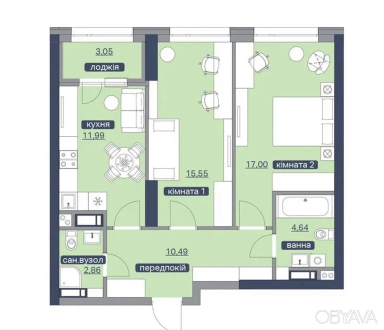 1-room apartment, 67 sq.m.