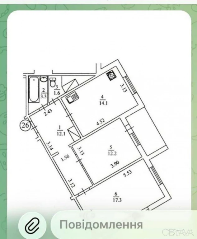 2-room apartment, 63 sq.m.