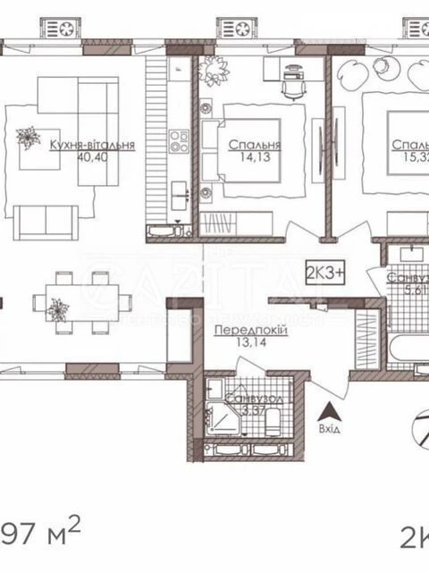 Sale of 3-room apartment 96 sq. m on Richkova St. 4 • ID 34675314
