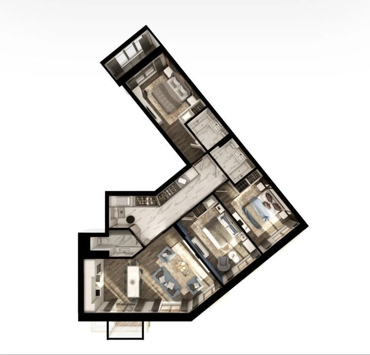 No % Sale 130 m2 3-room apartment in the club residential complex Illinsky House Podi