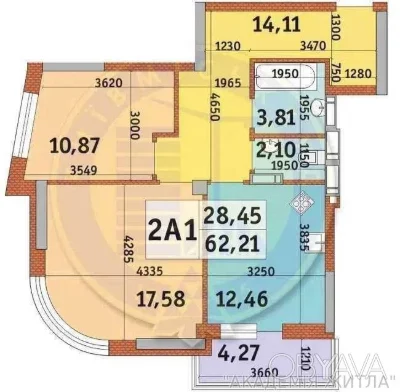 2-комнатная квартира, 62 м.кв.