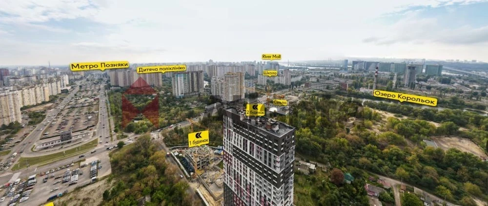 2-room apartment in Darnytskyi district, Poznyaki metro station. Residential complex
