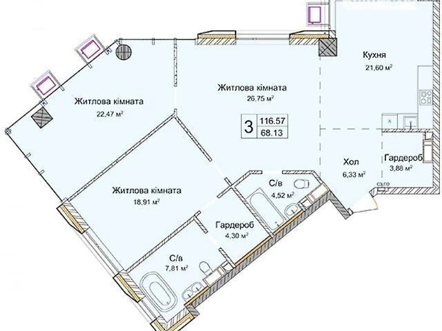 Продажа 3к квартиры 117 кв. м по ул. Андрея Верхосмотра ОЧЕРЕДЬ