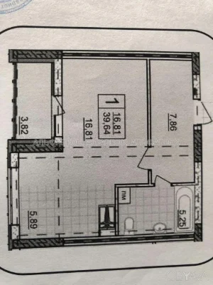 1-room apartment, 40 sq.m.