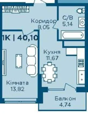 1 комнатная квартира