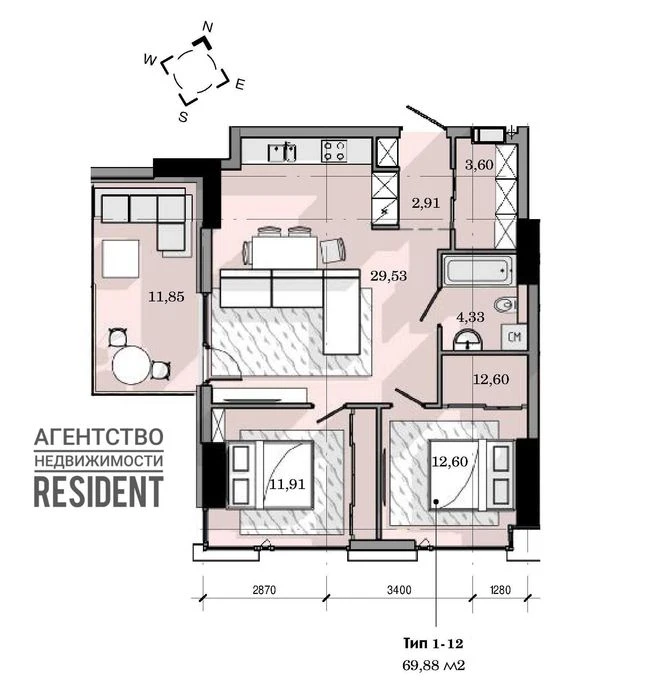Residential complex Mayak 69 m². Mayak Park Shevchenko Naberezhnaya Festivalny