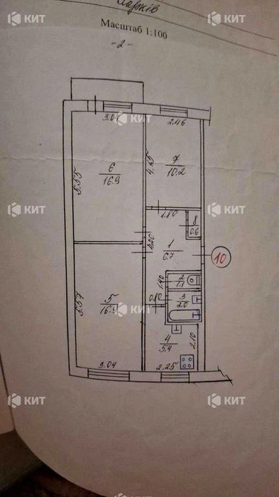 3 rooms. 61 sq. m. Saltivka, (Saltivka, m. Geroev Truda, Buchmy 32A) 13