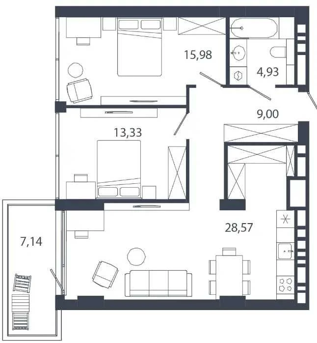 2-room apartment for sale in Shelest residential complex, Studynskoho St.
