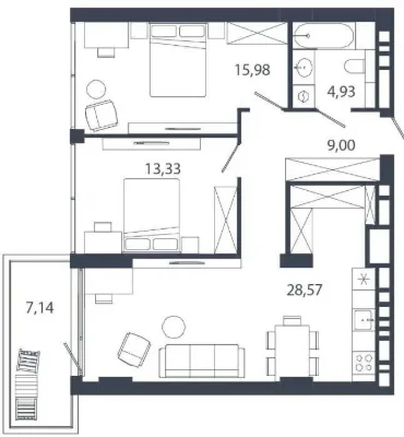 2-room apartment for sale in Shelest residential complex, Studynskoho St.