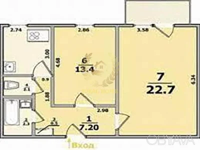 2-room apartment, 45 sq.m.