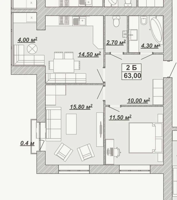 2-room apartment for sale near the river