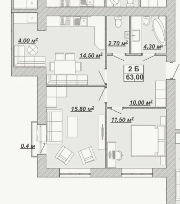 2-room apartment for sale near the river