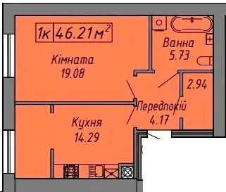 1-room apartment in the Skandinaviya residential complex, 1st phase