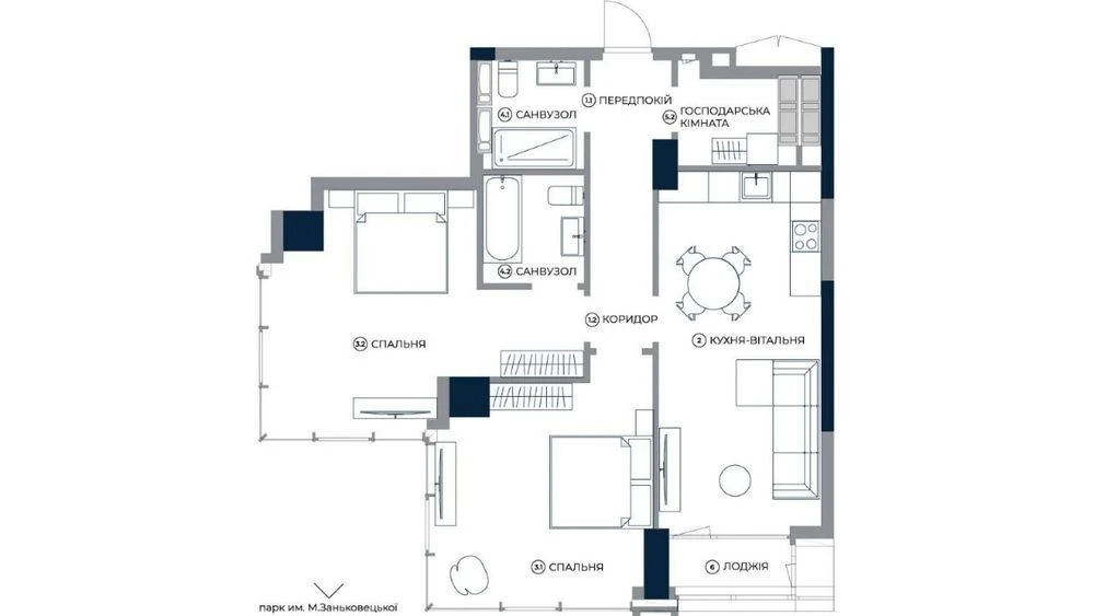 I will sell a 2-room apartment without% in the residential complex A136 Antonovych Street
