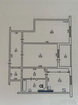 2-room apartment, 75 square meters. m