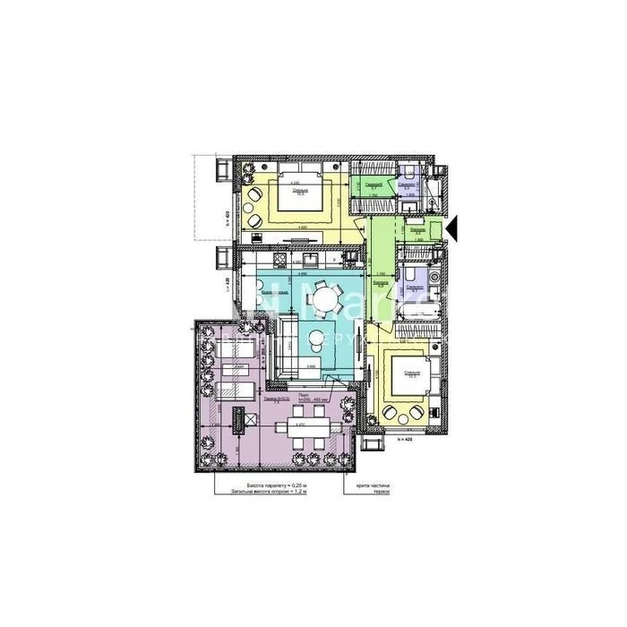 2-room apartment for sale 74.4 m² with a large terrace in Fine Town