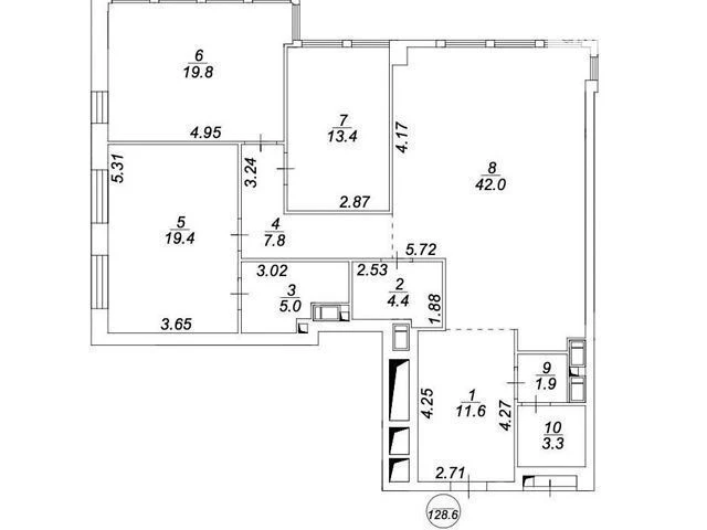 Sale of 3-room apartment 129 sq. m. on Vasylya Tyutyunnyka 39 • I