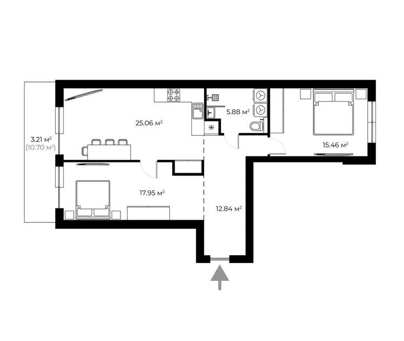 2-кімнатна квартира 81,6 м² з ремонтом в Ужгороді  ЖК PARKLA