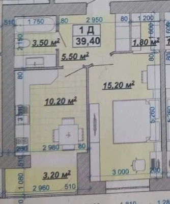 Самая дешевая квартира ЖК Княгинин 41 м² большая кухня