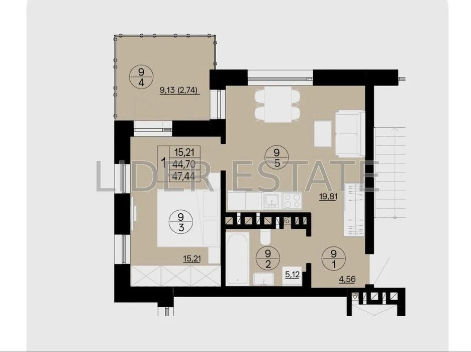 Продаж 1-кімн квартири 46м² в ЖК "AURA"