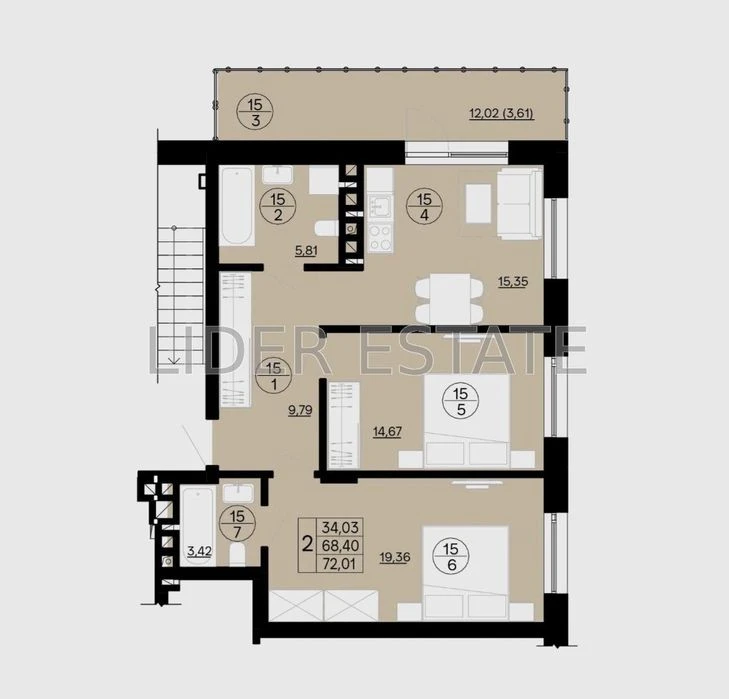 Продаж 1-кімн квартири 46м² в ЖК "AURA"