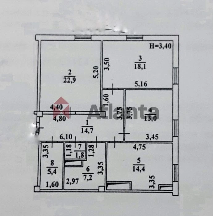 3-х комнатная квартира. Приморское. Фонтон