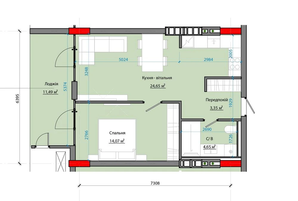 1-room apartment for sale in a premium residential complex on Vernadskogo Street (center)