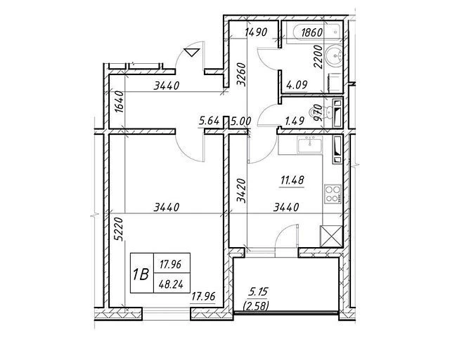 Продаж 1к квартири 48.24 кв. м на вул. Меліоративна 18А • ID