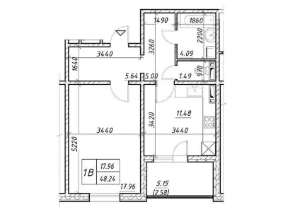 Продаж 1к квартири 48.24 кв. м на вул. Меліоративна 18А • ID