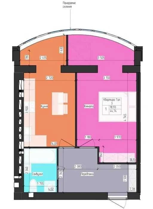 Selling a 1-room apartment of 47 m2 ‼️Residential Complex Lazurny, ‼️Autonomous heating, ‼️C
