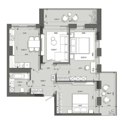 NO COMMISSION\ For sale 3-room apartment 83m2\ Residential complex Lennona Resident