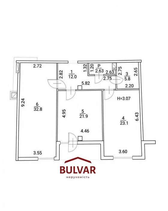 Autonomous heating! Gas! 2-3 room apartment for sale in the Lyu residential complex.